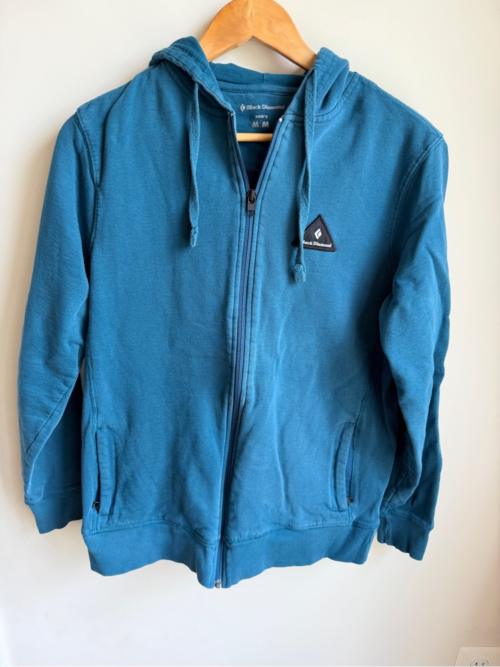 Black Diamond Organic Cotton Full Zip Blue Teal Thick Hooded Sweatshirt Size M